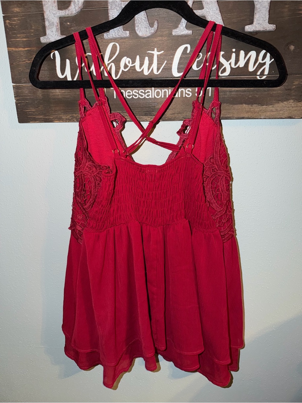 Red Lace-Detail Women's Tank Top - Unbranded